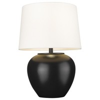 Tischleuchte Schwarz Weiß 58 Cm E27 Keramik Stoff Nachttisch Beistell Lampe
