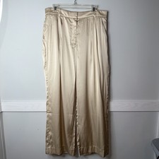 Abercrombie & Fitch Bodyfit Pantalón Satinado Marrón Pierna Ancha Y2K 14S Silencioso Lujo