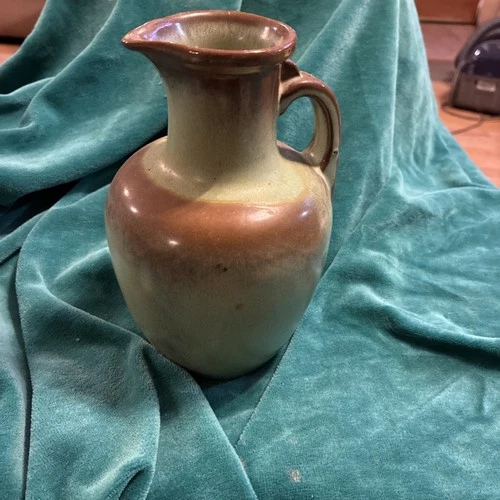 Vintage Frankoma Pitcher Jug Carafe 8" Prairie Green Clay Art Pottery