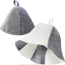 2 Pack Sauna Hat Polished Wool Hat for Sauna Wool Cap for Sauna Banya Bath House