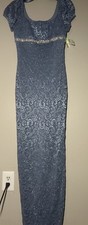 Size M - Windsor Birdie Formal Glitter Lace Empire Dress -Light Blue