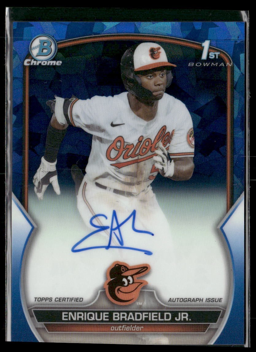2023 Bowman Sapphire Enrique Bradfield Jr Chrome 1st Blue Auto #/199