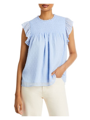 AQUA Womens Zippered Flutter Sleeve Crew Neck Top - Picture 3 of 6
