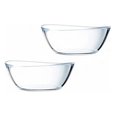 Premium 2tlg 14cm Elegantes Kristallglas Schüssel Set Dessert Servierschale für Küche