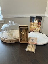 Handmade LOT Birthday cake Stand Glass Dome Beeswax Candles Serving Utensils