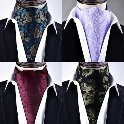1 Men's Scarf for Spring, Autumn, and Winter, Ascot Retro Floral British F