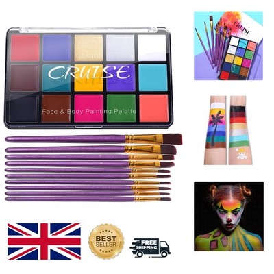 Klassische 15 Farben Make-up Palette mit 10 Pinseln - wasserfest & leicht zu entfernen