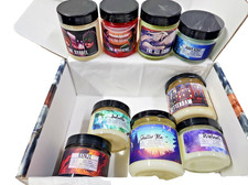 9 Scented Candles Hand poured Soy vegan glass jars Assorted si Wick Fable