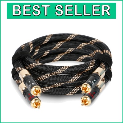 Durable HiFi Interconnect Cable - Gold-Plated RCA, Adjustable Tightness 1.6ft