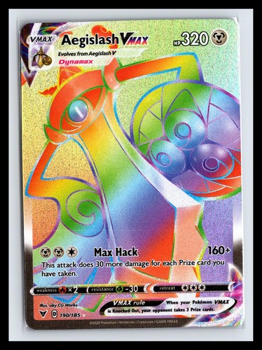 NM Holo Aegislash VMAX Vivid Voltage 190/185 Rainbow Pokemon aky CG Works