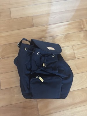 Vintage Bally Backpack Black Leather and Gold Logo Travel Bag