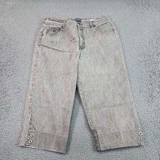 Gloria Vanderbilt Capri Jeans Womens 14 Gray Light Wash High Rise Cuffed Denim