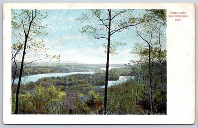 Antique Connecticut Postcard RIDGEFIELD Three Lakes Overlook 1900s