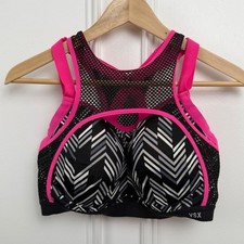 Victoria's Secret VSX Sport Pink Black Chevron Mesh High Impact Sports Bra 36DD