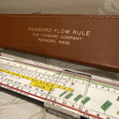 Vintage FOXBORO Flow And Valve Slide Rule with Leather Case