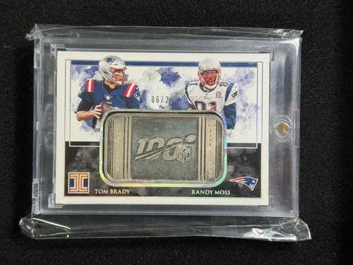TOM BRADY RANDY MOSS 2019 IMPECCABLE Fine SILVER Bar TROY OUNCE #/20 NFL Logo