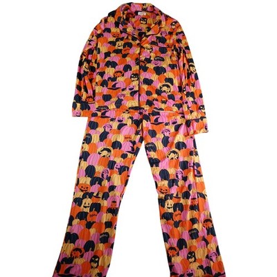 Beauty Sleep Social Pajamas Women XS 2 Piece Halloween Pumpkin Soft Stretch