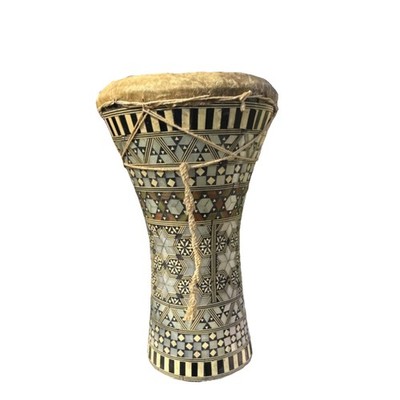 Handmade Darbuka Drum Mother of Pearl Inlay Wood Animal Skin Head