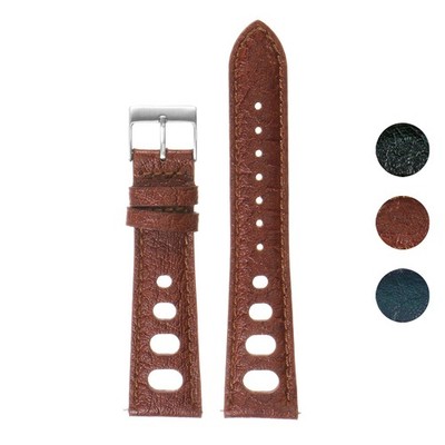 DASSARI Vintage Pebbled Leather Rally Watch Band Strap Quick Release 20mm 22mm