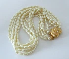Vintage Faux Rice Pearl Bead Necklace