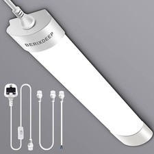 Plug in Light, 40CM 18W LED Batten Lights Daylight 6500K Ceiling Light, LED Tube