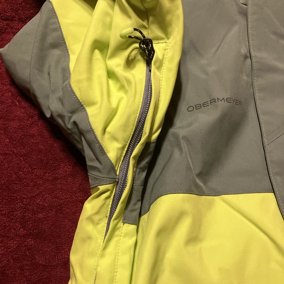 Chaqueta de esquí Obermeyer juvenil talla L (14-16) verde/amarillo/gris oscuro nueva con etiquetas Foto 3 de 4