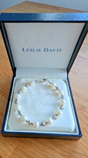 Leslie Davis Pearl Bracelet with 925 Sterling Silver Clasp Bracelet