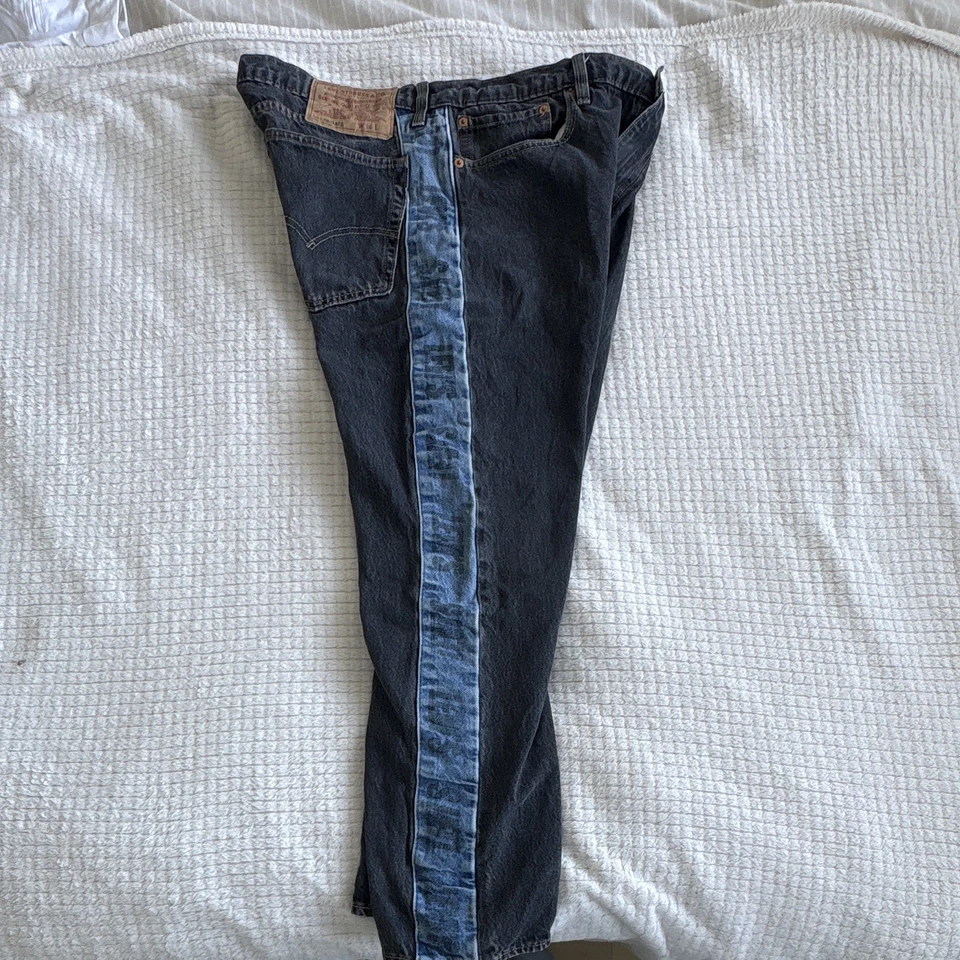 Rare Levi's Premium Hi-Ball Men's Tapered Jeans W36 L28 Black Denim Blue Stripe, photo 4 of 5