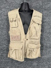 Banana Republic Vest Mens Medium Beige Utility Fishing Multi Pocket Outdoor