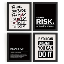 Motivational Office Inspirational Wall Art Prints Set of 4, Think Outside the...