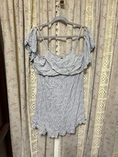 I. Madeline Women’s Medium Blue Linen Blend Off Shoulder Mini Dress EUC