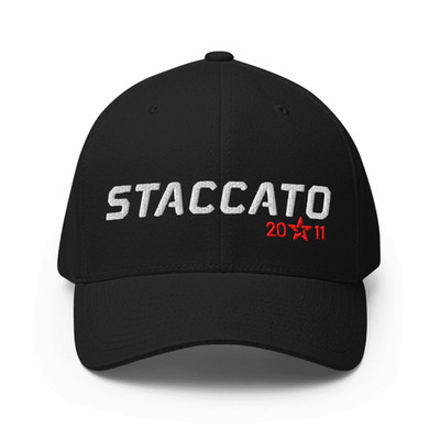 Staccato Logo Inspired Embroidered Closed Back Structured Cap Sizes S/M L/XL