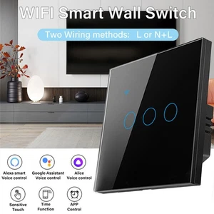 1/2/3/4 Gang Tuya Smart 2.4G Commutateur de lumière tactile Wifi NO Fil neutre requislx