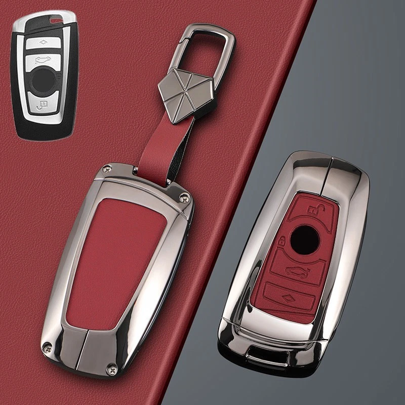 Funda para llave de coche de cuero de aleación de zinc para BMW X3 X4 X5 F10 F15 1 2 3 4 5 6 7 M5 Foto 4 de 4