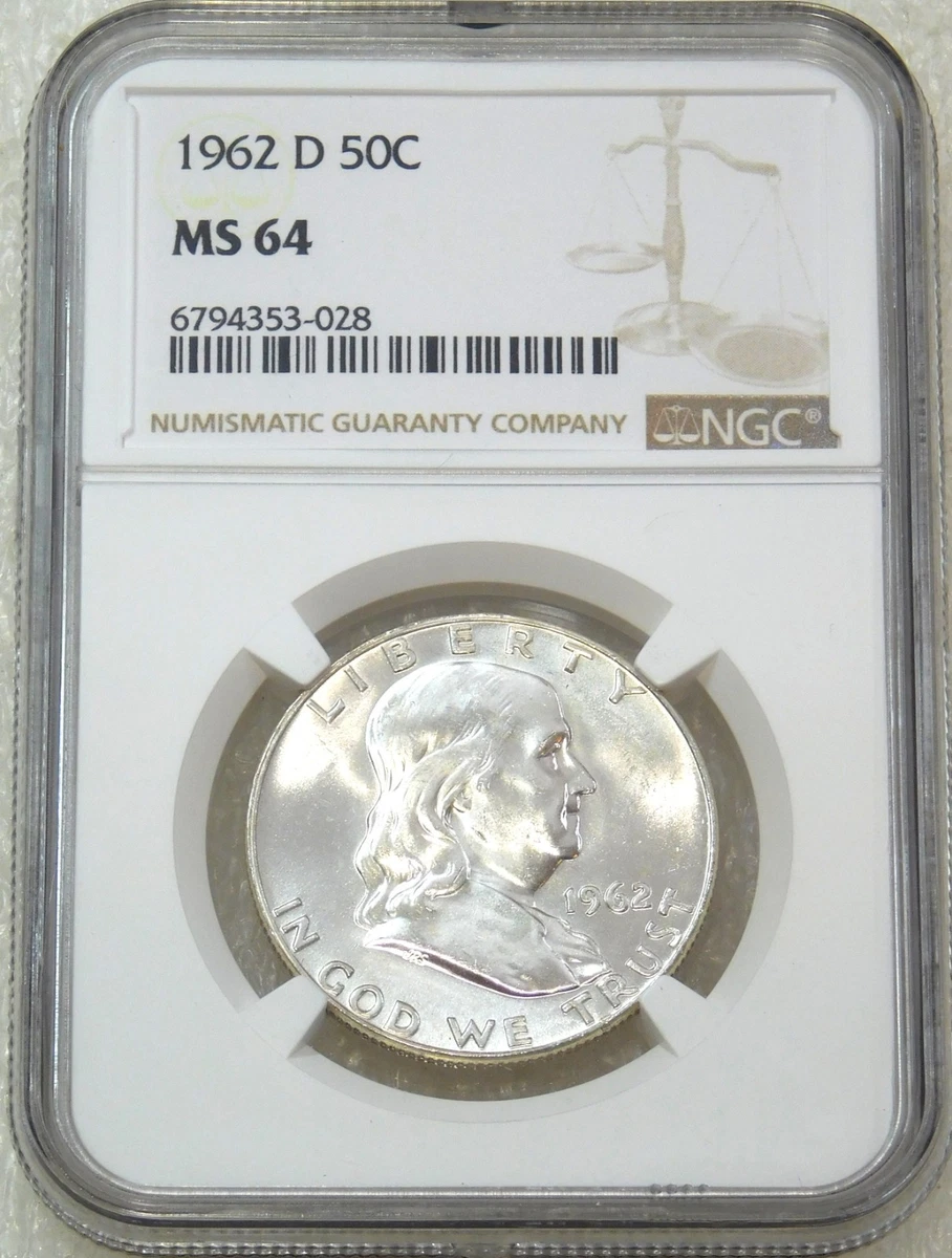Uncirculated Silver 1962 Franklin Half Dollars (1948-1963) for
