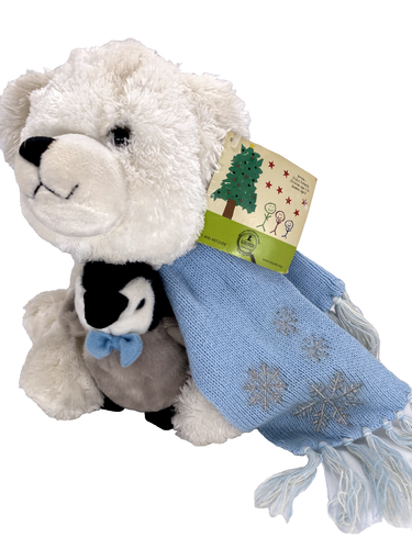 Bearington Eisbär Plüsch St Jude hält Pinguin blau Schal Kollektion 2007