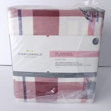 Threshold Red White Flannel Sheet Set, Size Full - New
