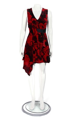 New RACHEL ROY Red Black Velve Floral Burnout Faux Wrap Dress sz 0 NWT /328