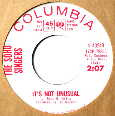 Soho Singers It's Not Unusual Pop Mod Tom Jones Cover DJ 45 7'' Vinyl Plays Well