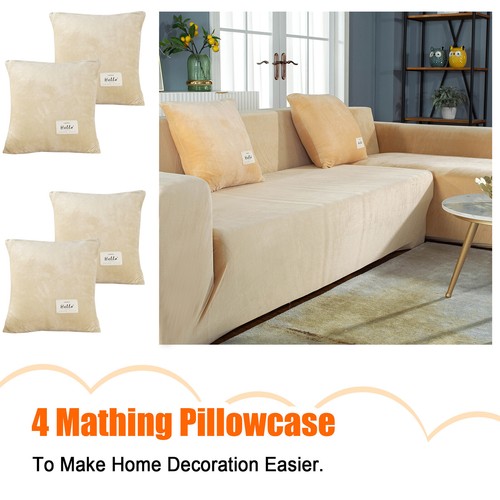 L Shape Velvet Couch Covers 3+4-Seater Sectional Sofa Slipcovers Protector - Picture 63 of 105