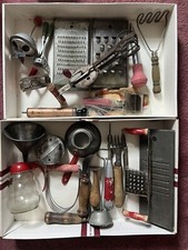Lot vintage Kitchen & Garden utensils with red and white handles