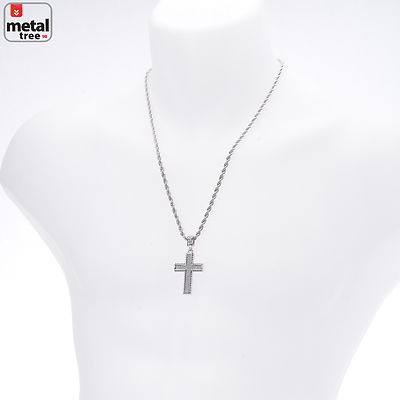Collana Con Croce Ghiacciata Da Uomo 925 In Argento Sterling - Foto 2