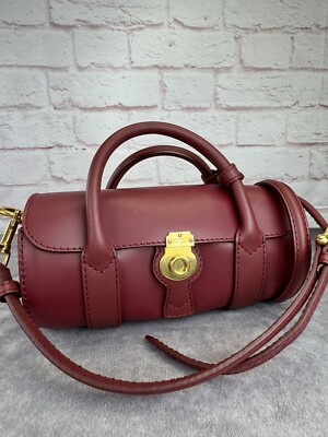 Burberry DK88 Burgundy Leather Runway Barrel Bag