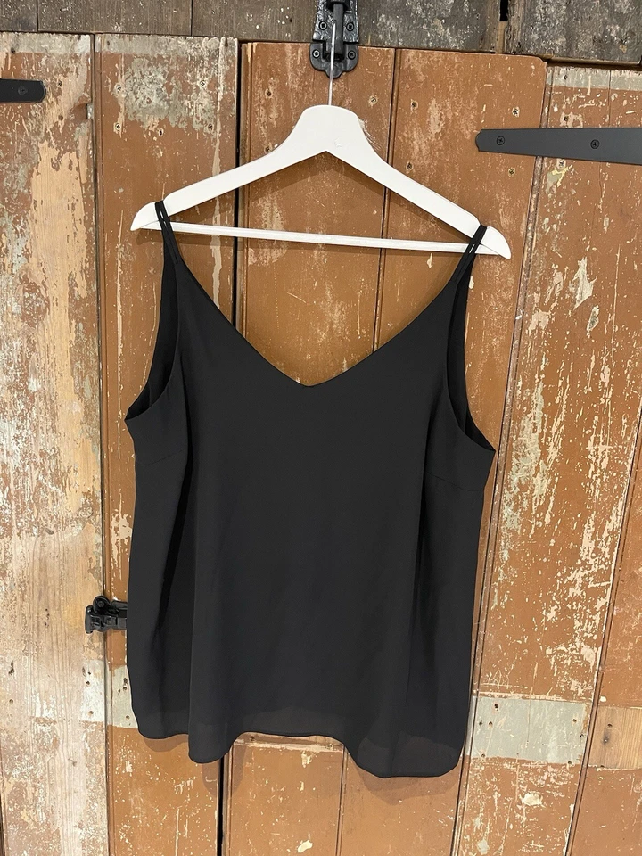 Top Camisola Papaya Sin Mangas Negro Cuello en V Informal Clásico Esencial Reino Unido 16 Foto 2 de 4