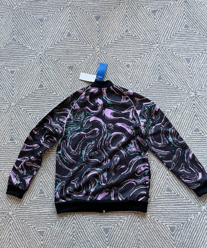 Girl's Adidas Allover Print SST Jacket - Black/Purple/Green/White - NWT - Large - Picture 4 of 7