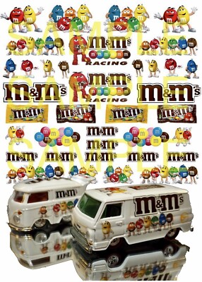 1:64,1:43,1:32,1:24   M & M's WATER-SLIDE DECALS FOR HOT WHEELS, SLOT CAR MODEL
