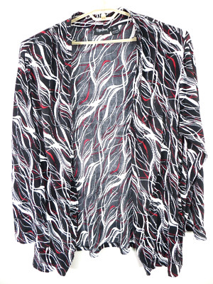 MAGGIE BARNES Women Textured Poly Open Front Jacket Multicolor Geo Plus 1X 18 20