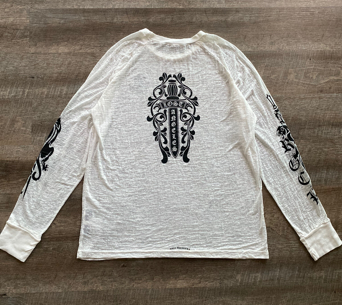 トップス A&G AMAL GUESSOUS y2k Old English Tee XL Vintage Y2K A&G Amal Guessous Long Sleeve Black Tee Size XL