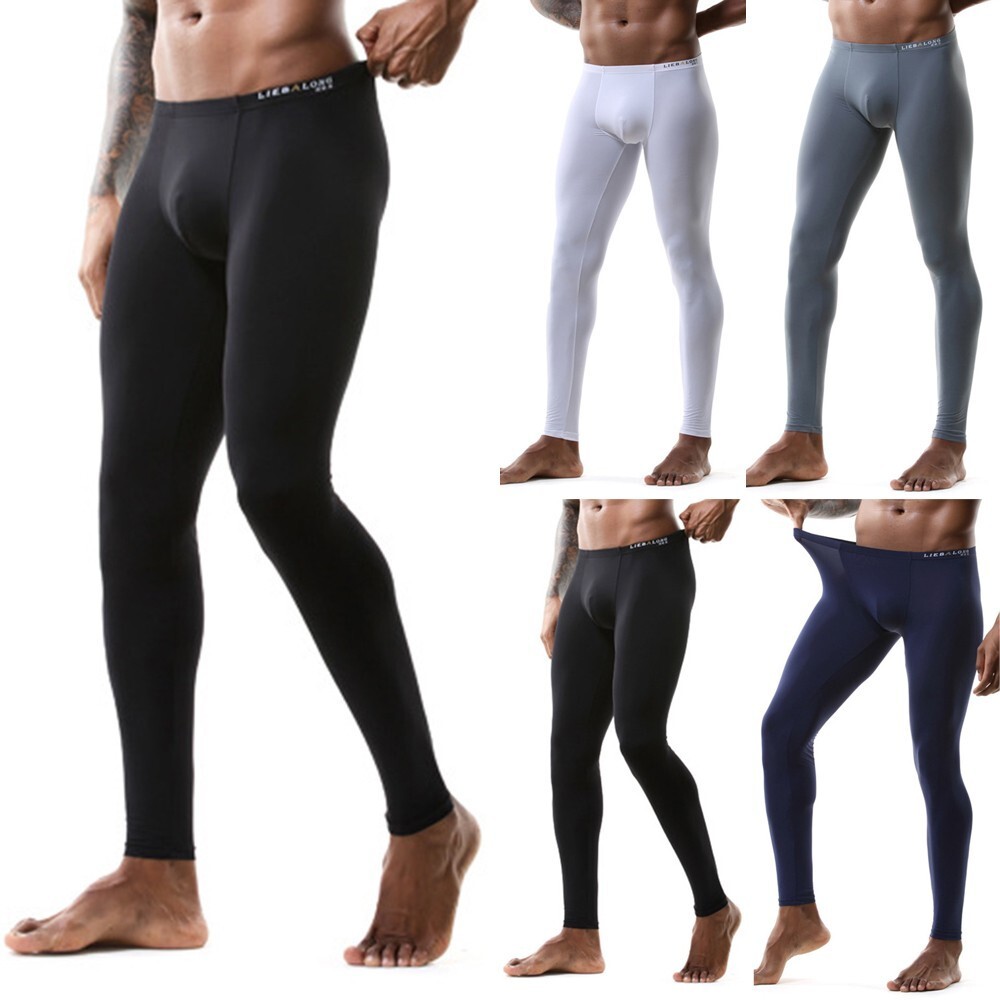 Leggings Mens Tight Fit Pants Long Mens Pants Pouch Smooth Tight Tight-Fitting-image