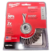 4" Milwaukee Stringer Bead Wire Wheel Brush 48-52-5010 .016" Steel 5/8-11 Nut